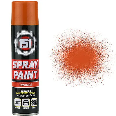 £6.99 • Buy 2 X 250ml 151 Orange Gloss Aerosol Paint Spray Cars Wood Metal Walls Graffiti