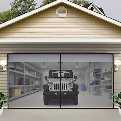 Garage Door Screen 16 X 7 Ft For 2 Cars 5.2 Lbs Heavy-Duty Fiberglass Mesh • $29.99