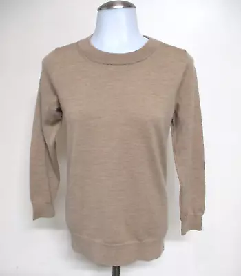 J CREW Brown Stretch Wool Long Sleeve Pullover 3/4 Sleeve Sweater Sz S • $1.99