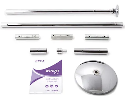 $399.99 • Buy XPole X-PERT Pro 40mm PX Spinning Static Dance Exercise X Pole Set Chrome New