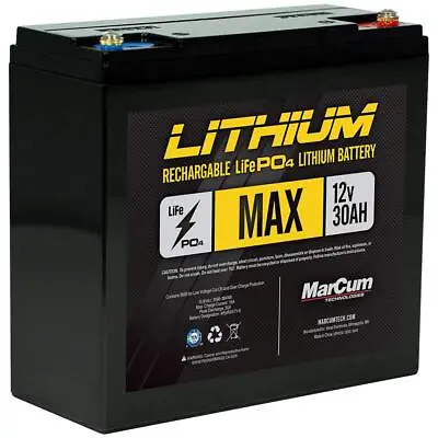 MarCum Lithium 12V 30AH LiFePO4 Max Battery | Ice Fishing Gear | Ice Fishing • $249.80