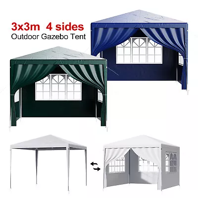 Gazebo Marquee Strong Waterproof Canopy 3x3M Heavy Duty Garden Patio Party Tent • £52.39