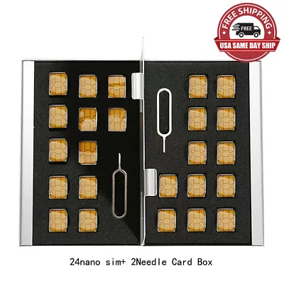 SIM Card Pin Storage Box Aluminum Micro 24 Nano Sim Card Case Holder Protect • $9.99