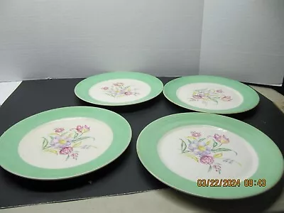 Set Of 4 Vintage American Limoges Triumph Dinner Plates Cotoillion Green • $32