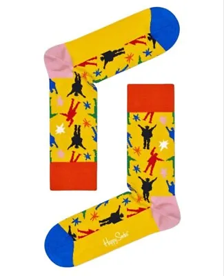 HAPPY SOCKS X The Beatles Men's Combed Cotton Helping Hands Socks Size 8-12 NWT • $9