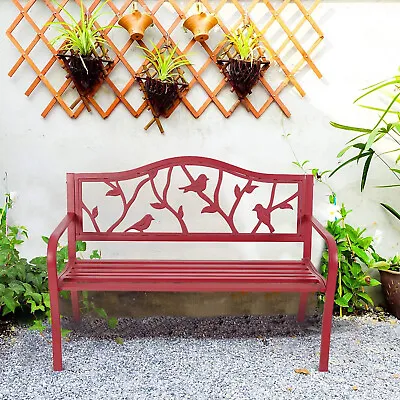50  Patio Garden Bench Park Yard Outdoor Furniture Steel Frame Porch Chair • $129.99