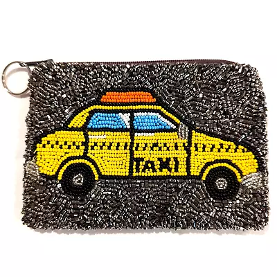 Tiana NY Taxi Fully Beaded Coin Change Purse Wallet New York City Small Lined • $49.99