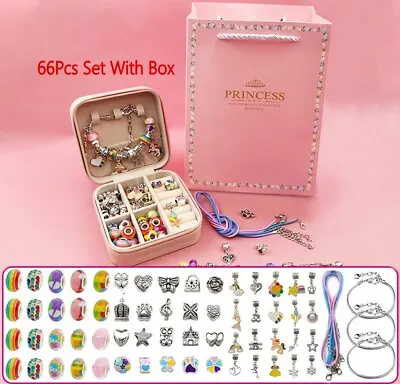 £15.99 • Buy Girls Bracelet Making Kit Beads Jewellery Charms Pendant Set DIY Craft Kids Gift