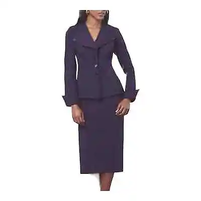 Size 12 Purple Stretch Skirt Set Midnight Velvet Career Office Business Suit • $58.80