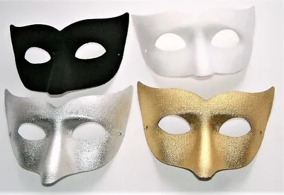 £3.50 • Buy Venetian Masquerade Carnival Mens White, Black,, Silver Party Eye Masks New