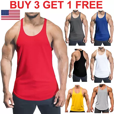 Men's Gym Sport Fitness Vest Racerback Training Workout Muscle Stringer Tank Top • $11.89