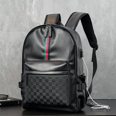 New Fashion Business Men Leather Backpack Laptop Travel Waterproof School Bag GH • $36.56