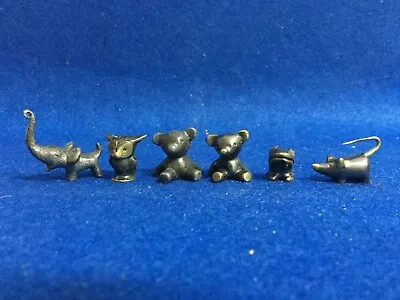 Rare Vintage Lot X6 Small Miniature Metal Animals Frog Bears And Others • $49.99