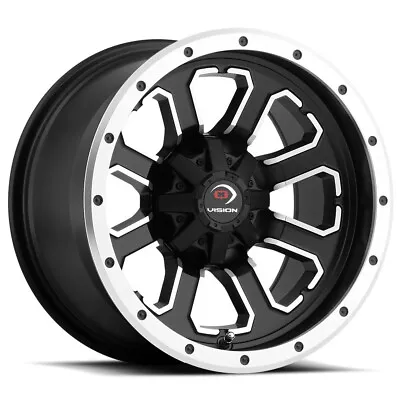 Vision UTV 548 Commander 12x8 4x136 -10.2mm Black/Machined Wheel Rim 12  Inch • $71.99