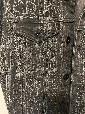Rude XXX Black Distressed Denim Jean Vest Medium Punk Goth Street Metal Buttons • $42