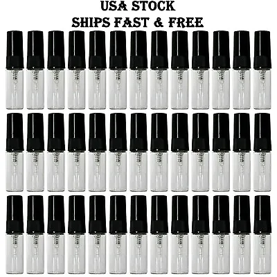 3ml 0.1oz Empty Perfume Clear Glass Mini Spray Bottles Black Atomizer Refillable • $6.95
