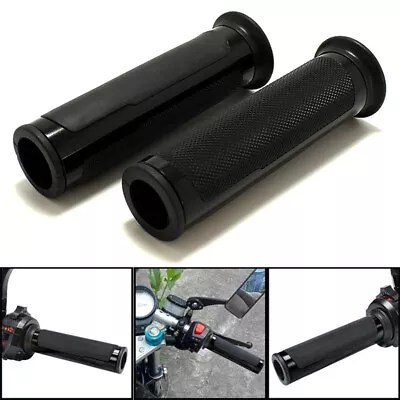 22mm 7/8  Handlebar Grips Motorcycle Universal Black Rubber Motorbike Handle Bar • $9.05