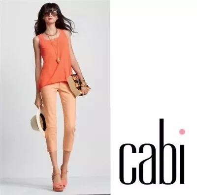 CAbi Cropped Bree Jean Pants Capri Crop Womens Stretch Creamsicle Style 329 Sz 8 • $21.89