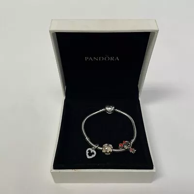 PANDORA 925 Sterling Silver Charm O Bracelet Heart  Disney Mickey Mouse Minnie • $29.99