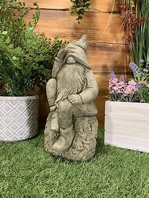 Stone Garden Detailed Thinking Pixie Gnome Fairy Beard Hat Statue Ornament Gift • £27.25