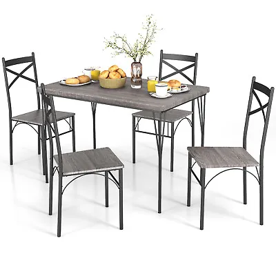 5-Piece Dining Table Set Modern Kitchen Room Table And Chairs Set W/Metal Frame • £115.95