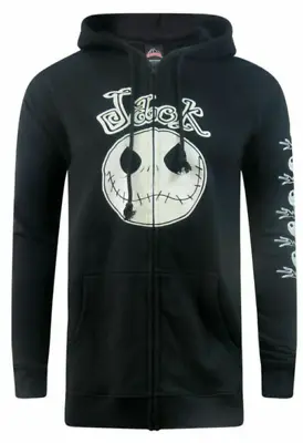 Unisex Adults Nightmare Before Christmas Jack Skeleton Black Zip Hoodie TShirt N • $35.98