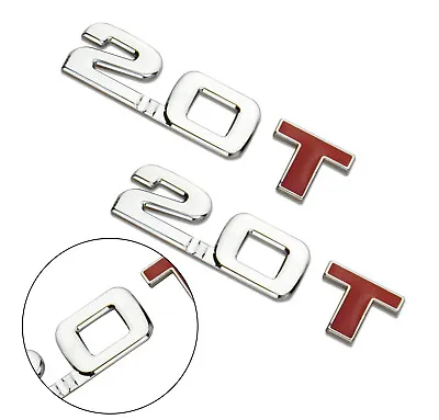 2Pc 2.0T Turbo Metal Trunk Emblem 2.0 T 3D Badge Decal Sticker For Car Trucks • $13.99