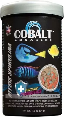 Cobalt Aquatics Mysis Spirulina Flake 1.2 Oz Natural Probiotic Formula Flakes • £8.19