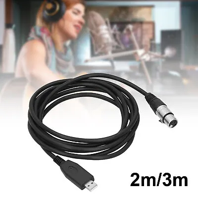 USB To 3 Pin XLR Female Microphone Adapter Cable Mic Lead Cord Link Converter • £10.86