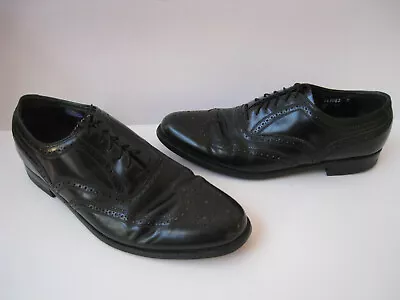 The Florsheim Shoe Brogued Black Leather Oxfords Men Size Us 10d  Vtg • $39.99