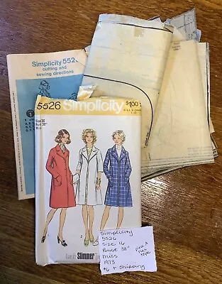 Vintage Simplicity Coat Sewing Pattern 5526 From 1973 • $6