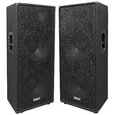 Pair Of Dual 15  PA/DJ Speaker Cabinets With Titanium Horns Wheel Kit And Handle • $878.99