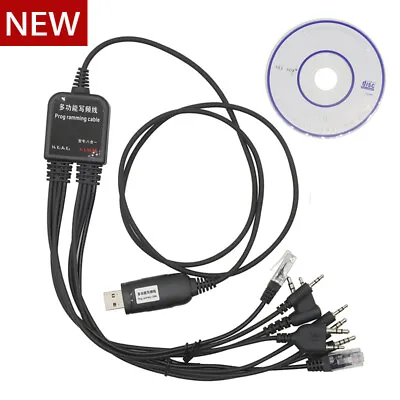 8 In 1 USB Programming Cable +Software CD For Motorola Baofeng Kenwood HYT Radio • $12.39