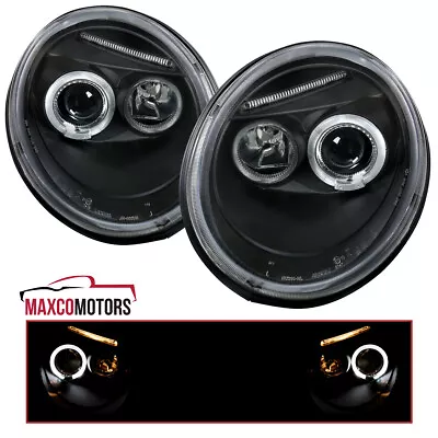 Black Projector Headlights Fits 1998-2005 VW Volkswagen Beetle Halo Left+Right • $179.49