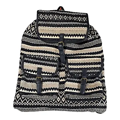 Mossimo Supply Co. Backpack Drawstring Bohemian Style Black White Tan • $24.64