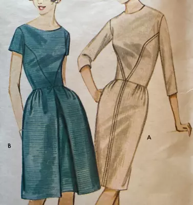 2889 Vintage 60s Butterick Sewing Pattern V Seamed Dress Inverted Pleat LOVELY • $11.50