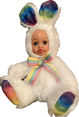 Mega Toys Doll Bunny Rabbit Costume Doll Vinyl Face Easter Pastel Rainbow B25 • $15.99