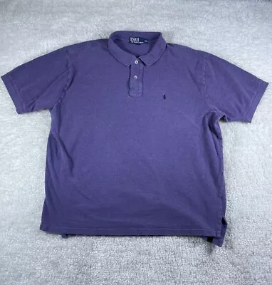 Vintage Ralph Lauren Polo Shirt Mens 2XL Cotton Short Sleeve Purple Golf Pony • $12.99