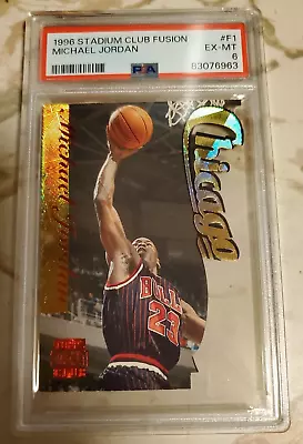 1996 Stadium Club Fusion #f1 Michael Jordan Psa 6 Ex-mint Pop 28 • $700