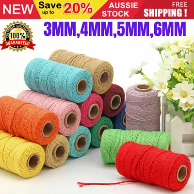 $12.75 • Buy Macrame Cord Rope 3 4 5 6 Mm Natural Cotton Twiste Cord String Artisa Hand Craft