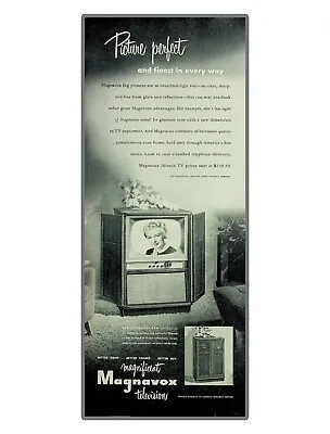 Magnavox 21  Mahogany Or Oak Television 1952 Vintage Print Ad • £10.55