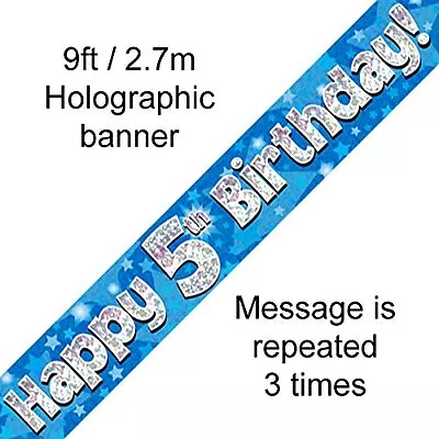 AGE 5 ' HAPPY BIRTHDAY ' PARTY  BANNER - BLUE BOY Age  Five  5TH - FAST DISPATCH • £2.29