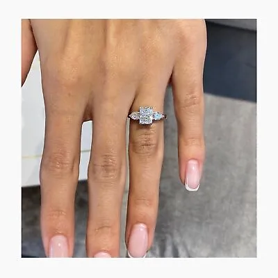 Diamond Engagement Ring VS1 F Radiant 2 5 Ct IGI Certified 3Stone 14k White Gold • $1