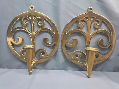 2-Vintage Virginia Metal Crafters Single Brass Wall Sconce Candle Holder No 16-1 • $35.99