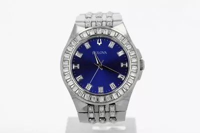 Bulova Crystal Accents Blue Dial 42mm 96A253 Quartz Stainless Steel Men's Wrist • $184.99