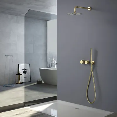 £192 • Buy Brass Round Bathroom Rainfall Shower System Mixer Valve Set Bathtub Faucet Taps
