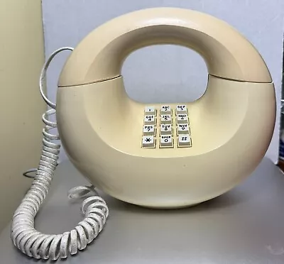 Vtg 70s Western Electric Sculptura Cream White Donut Phone Telephone Push Button • $49.99