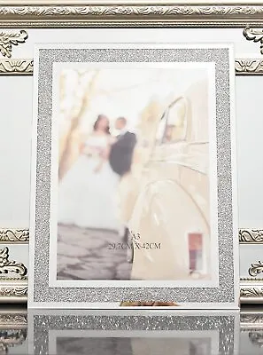 Diamond Crushed Crystal Photo Frame A3 A4 Mirrored Picture Frame Poster Frame • £23.99