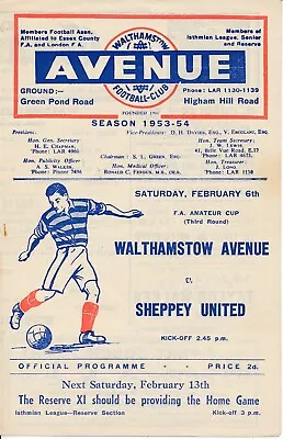 Walthamstow Avenue V Sheppey United (FA Amateur Cup) 1953/1954 • £9.99