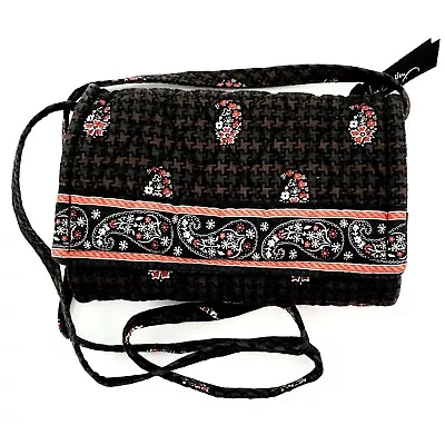 Vera Bradley Houndstooth Brown & Black Small Crossbody Bag Purse • $10.99